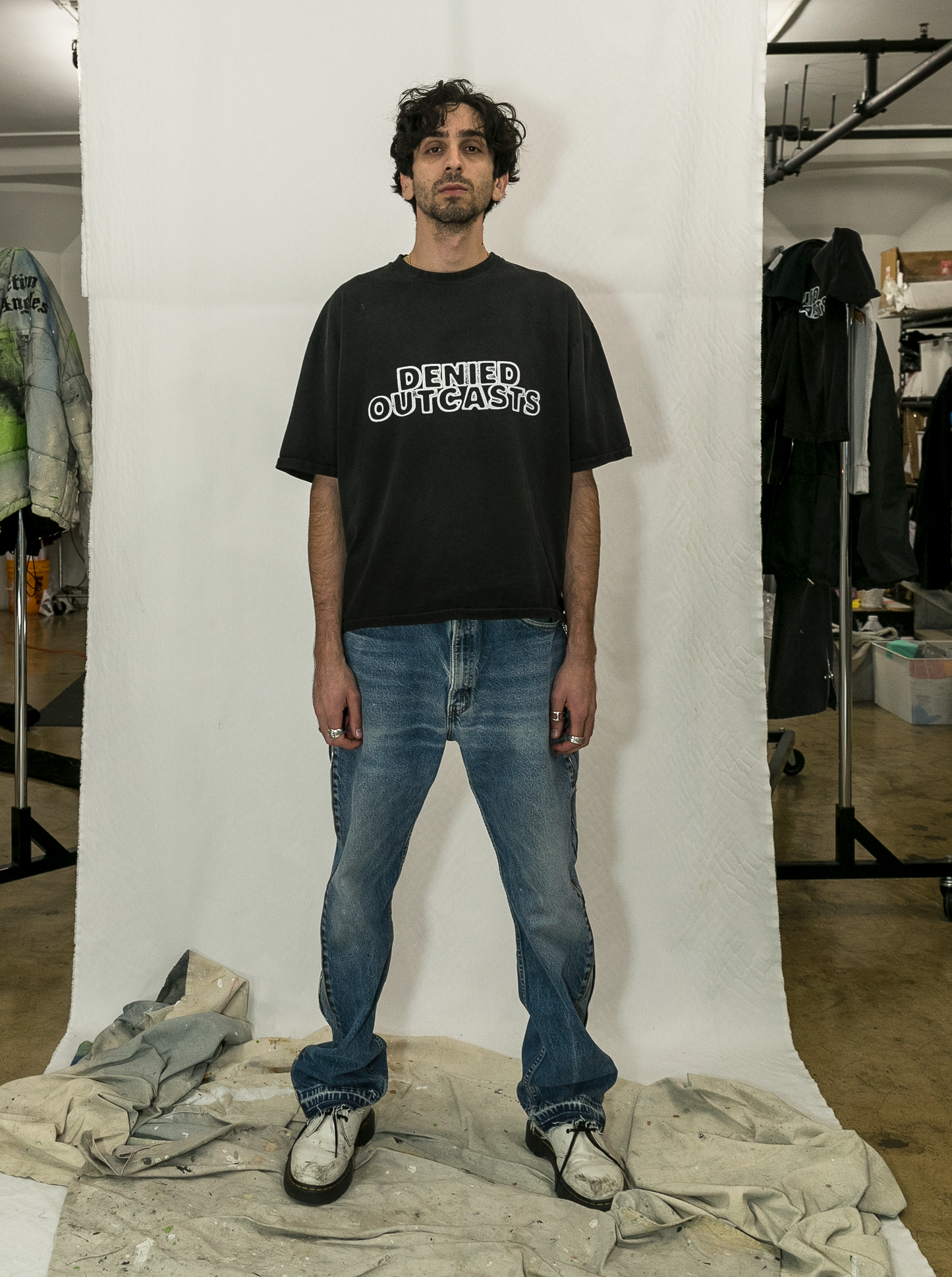 Vintage Reworked Denim Jeans with Full Leg Side Zip