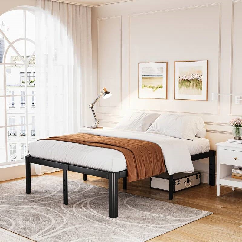 Full size Heavy Duty Metal Bed Frame Platform with Round Edge Legs-1