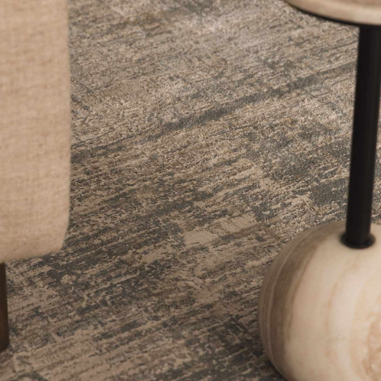 Fallin Gray Abstract Striped Luxe Rug-3