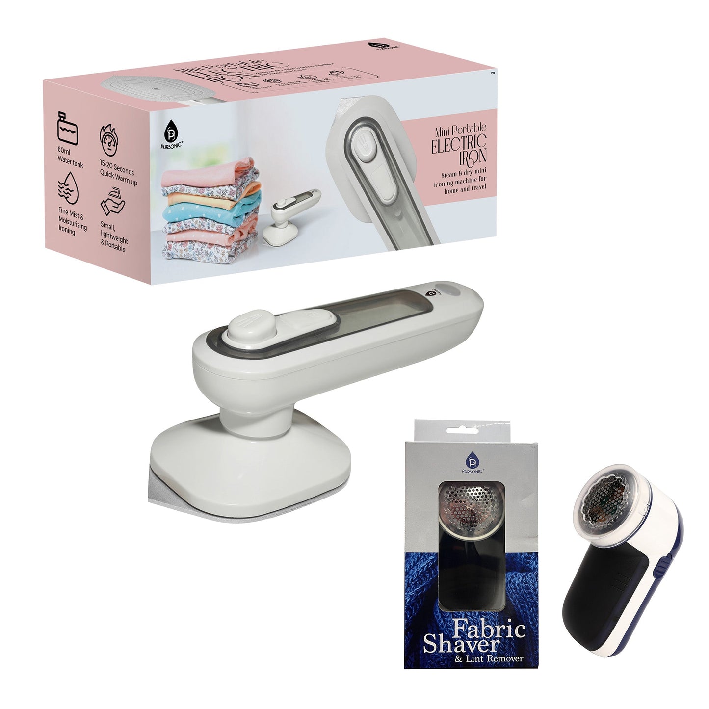 Travel-Ready Garment Grooming Kit: Compact Lint Remover, Fabric Shaver & Mini Iron-0