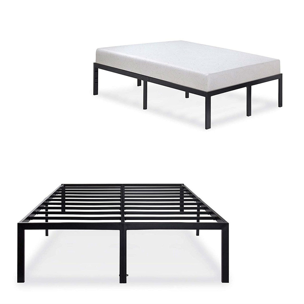 Full 18-inch High Rise Heavy Duty Black Metal Platform Bed Frame-1