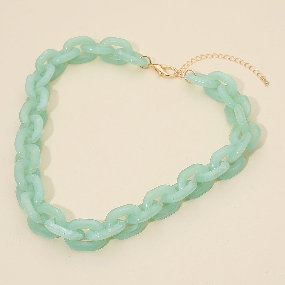Chunky Resin Chain Link Statement Necklace