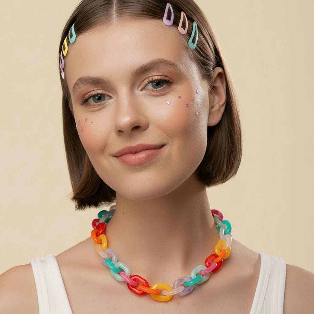Chunky Resin Chain Link Statement Necklace