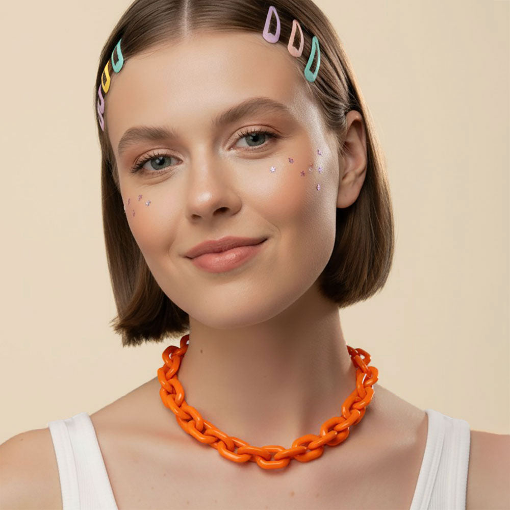 Chunky Resin Chain Link Statement Necklace