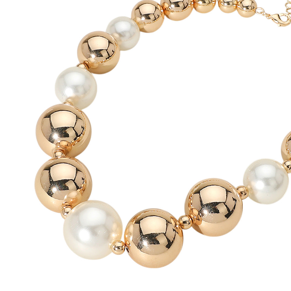 Chunky Metal Ball Beaded Necklace