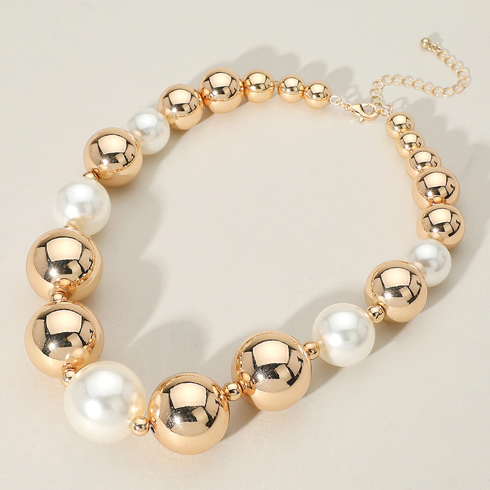 Chunky Metal Ball Beaded Necklace