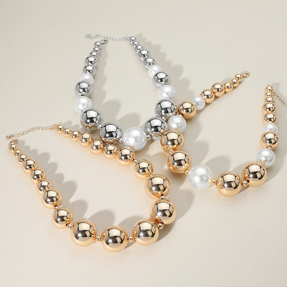 Chunky Metal Ball Beaded Necklace