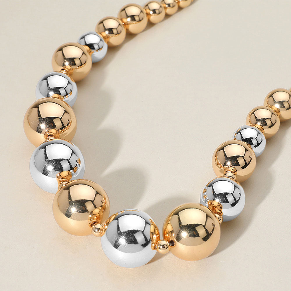 Chunky Metal Ball Beaded Necklace
