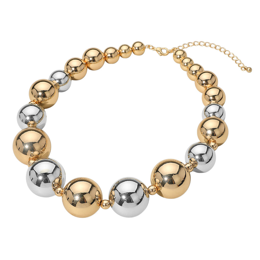 Chunky Metal Ball Beaded Necklace