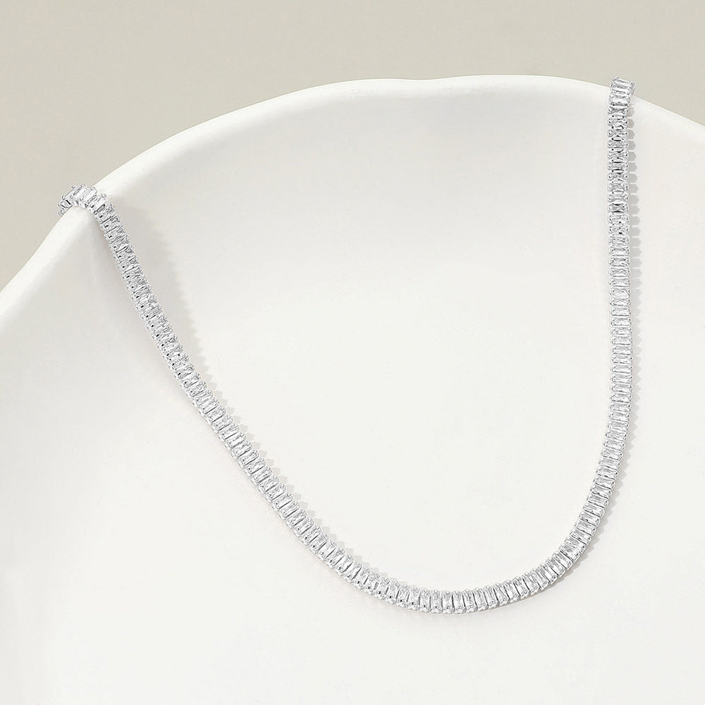 18K Gold Dipped Baguette Tennis Chain Necklace