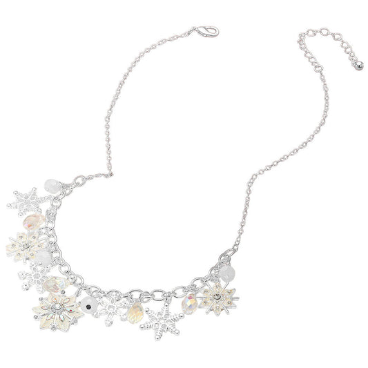 Snowflake Charm Embellished Necklace