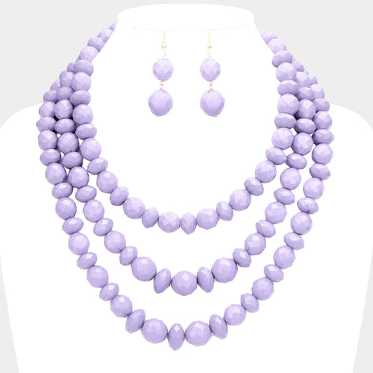 Triple Strand Beaded Bib Necklace