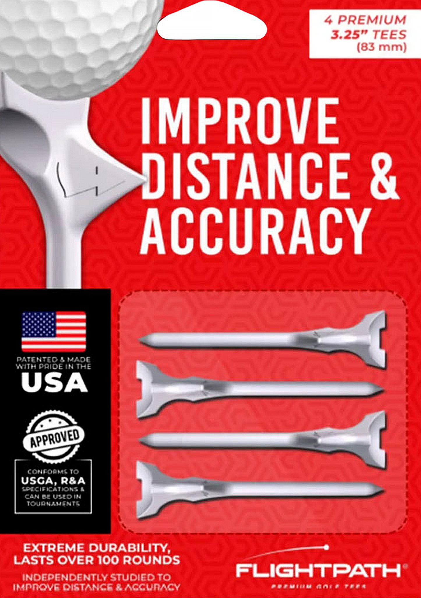 FlightPath White Golf Tees Pack of 4