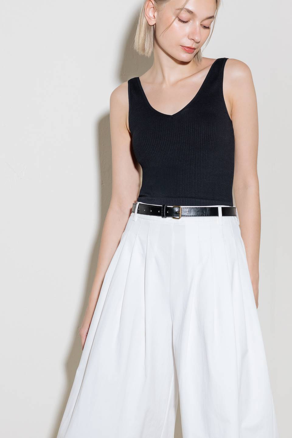 White Pleated Culottes