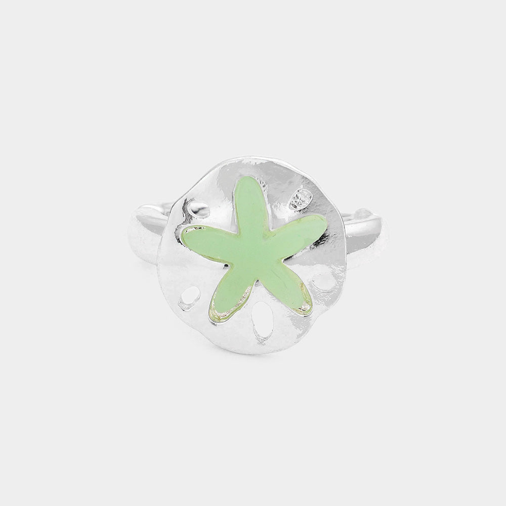 Sea Glass Sand Dollar Stretch Ring