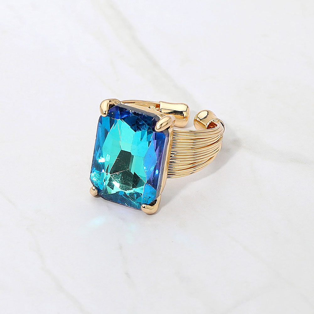Emerald Cut Stone Adjustable Ring