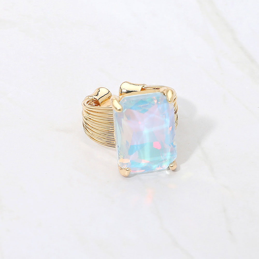 Emerald Cut Stone Adjustable Ring