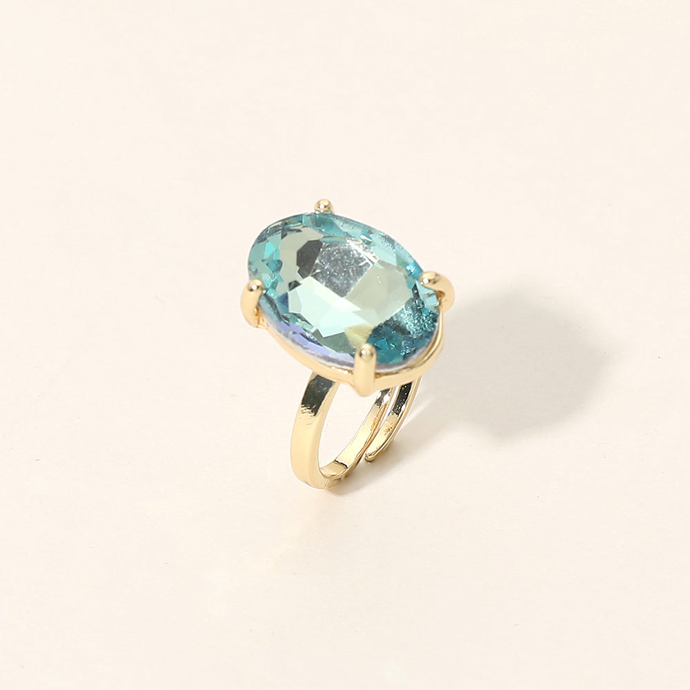 Bold Oval Stone Cluster Accent Adjustable Ring