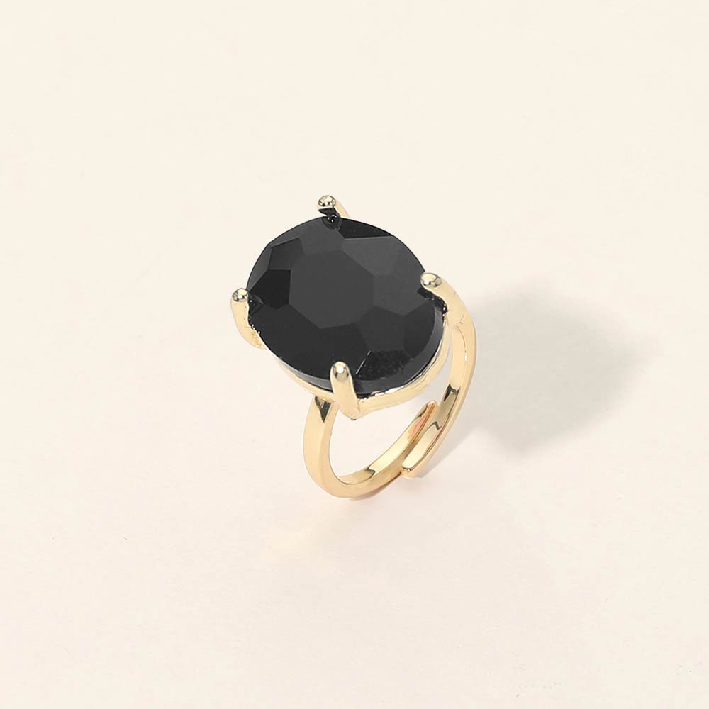Bold Oval Stone Cluster Accent Adjustable Ring