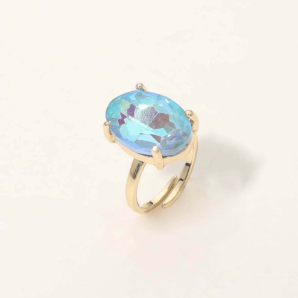 Bold Oval Stone Cluster Accent Adjustable Ring