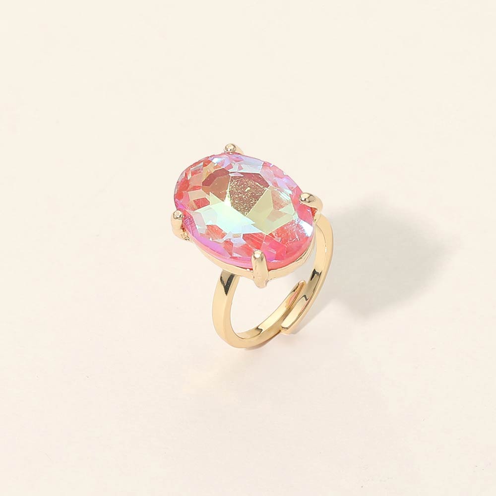 Bold Oval Stone Cluster Accent Adjustable Ring