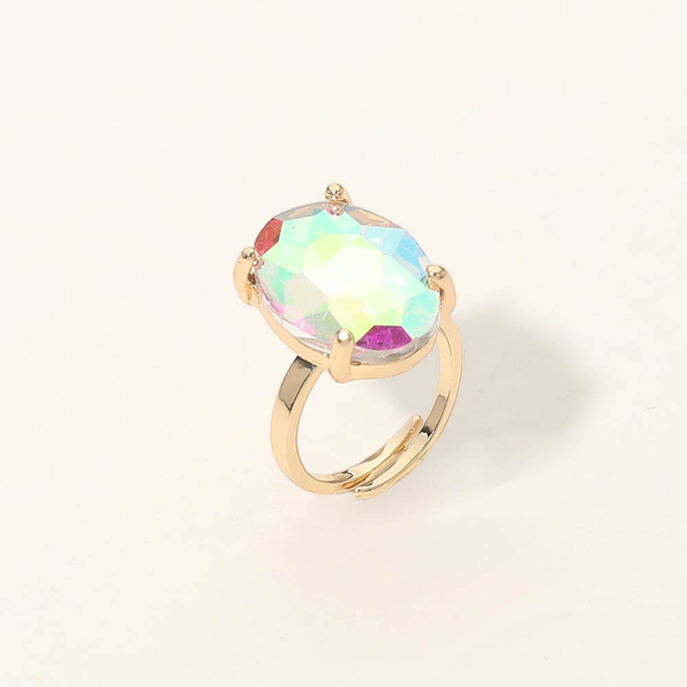 Bold Oval Stone Cluster Accent Adjustable Ring