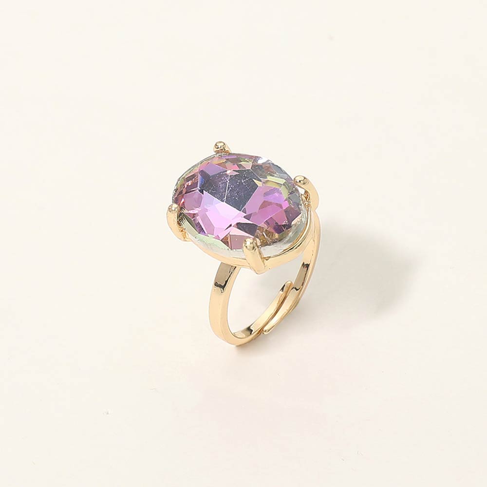 Bold Oval Stone Cluster Accent Adjustable Ring