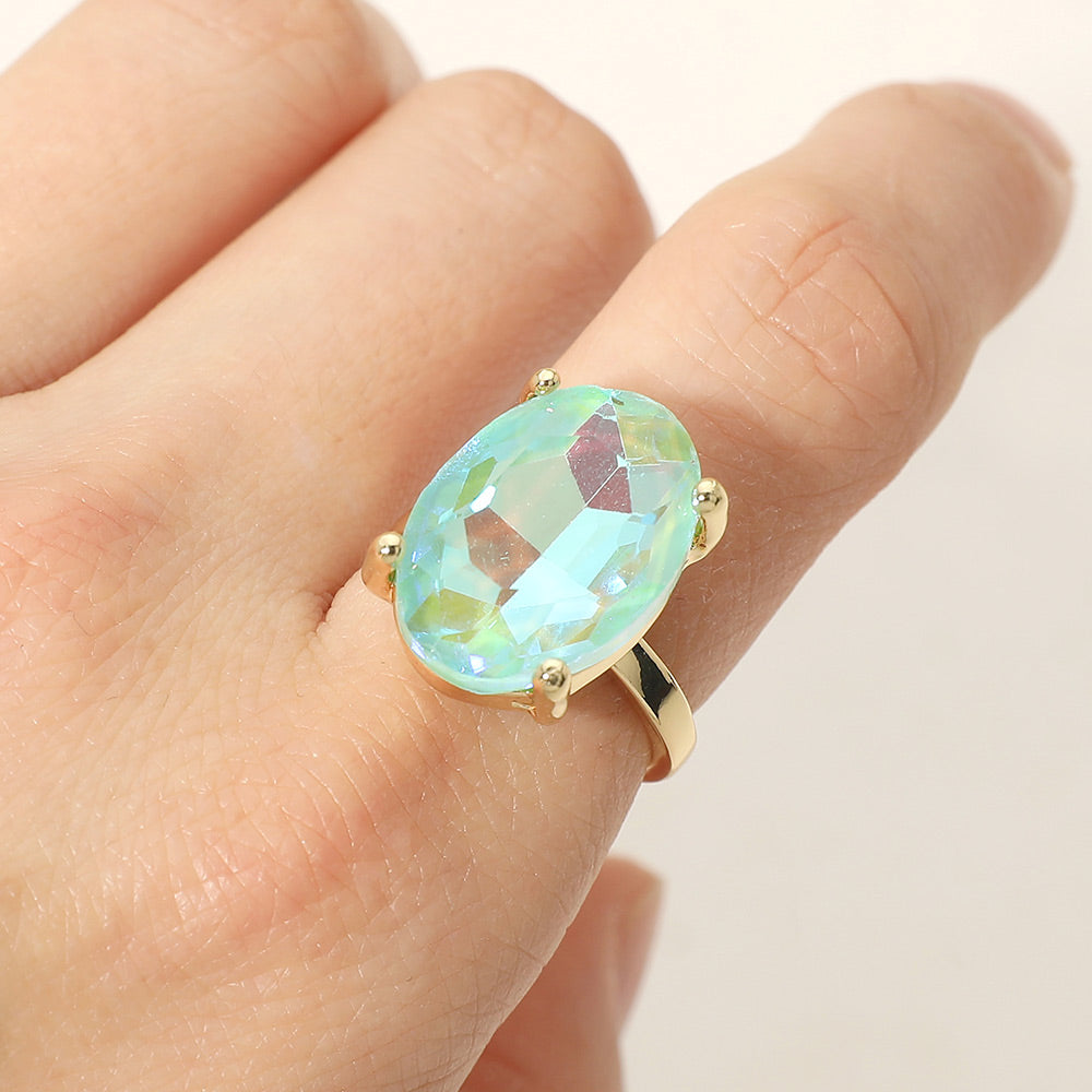 Bold Oval Stone Cluster Accent Adjustable Ring