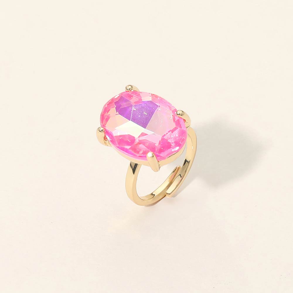 Bold Oval Stone Cluster Accent Adjustable Ring