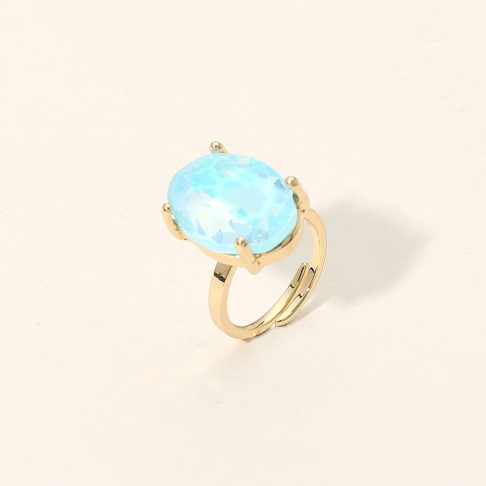 Bold Oval Stone Cluster Accent Adjustable Ring