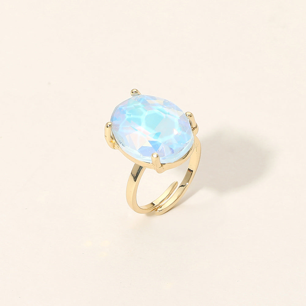 Bold Oval Stone Cluster Accent Adjustable Ring