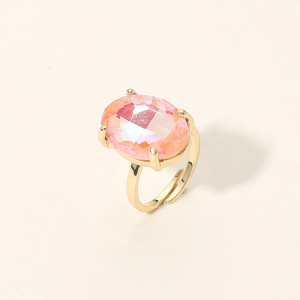 Bold Oval Stone Cluster Accent Adjustable Ring