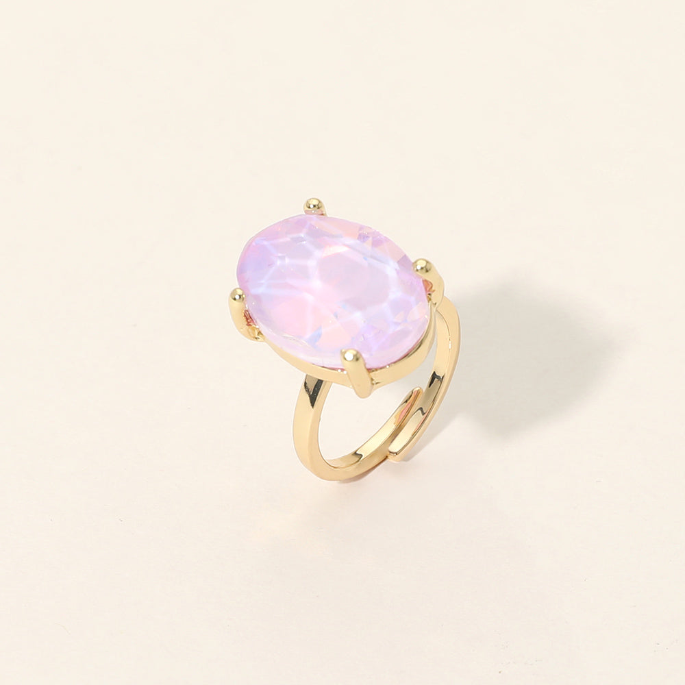 Bold Oval Stone Cluster Accent Adjustable Ring