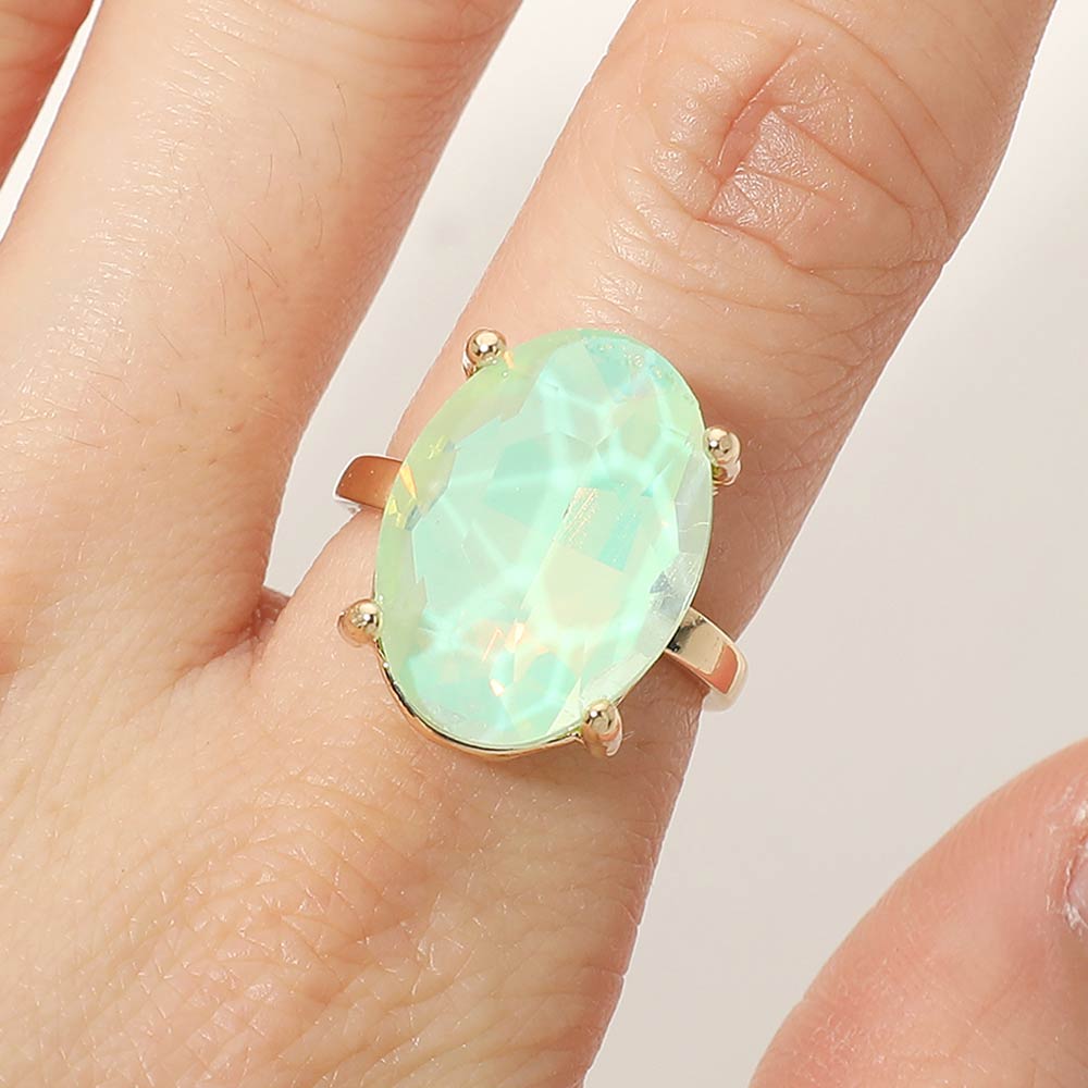 Bold Oval Stone Cluster Accent Adjustable Ring