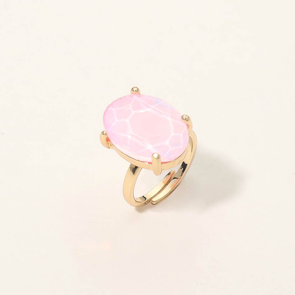 Bold Oval Stone Cluster Accent Adjustable Ring