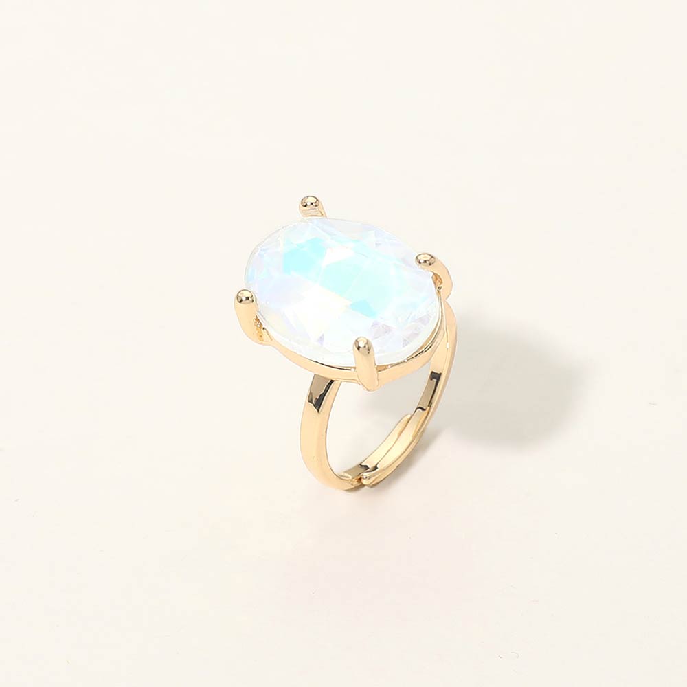 Bold Oval Stone Cluster Accent Adjustable Ring