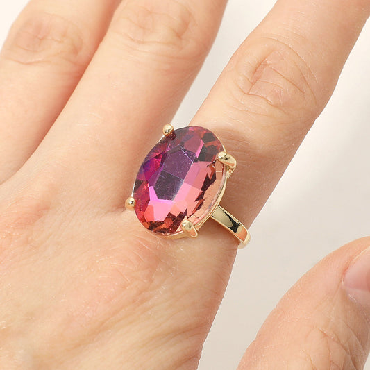 Bold Oval Stone Cluster Accent Adjustable Ring