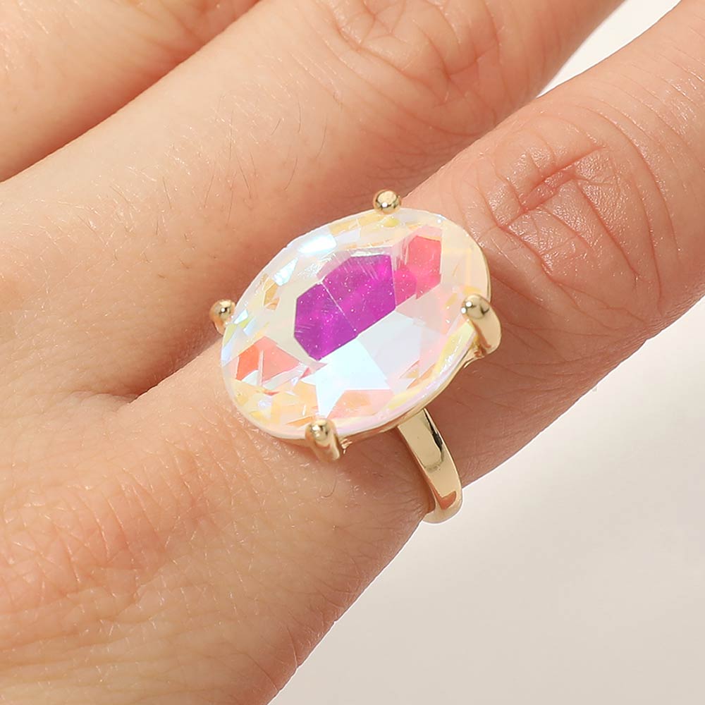 Bold Oval Stone Cluster Accent Adjustable Ring