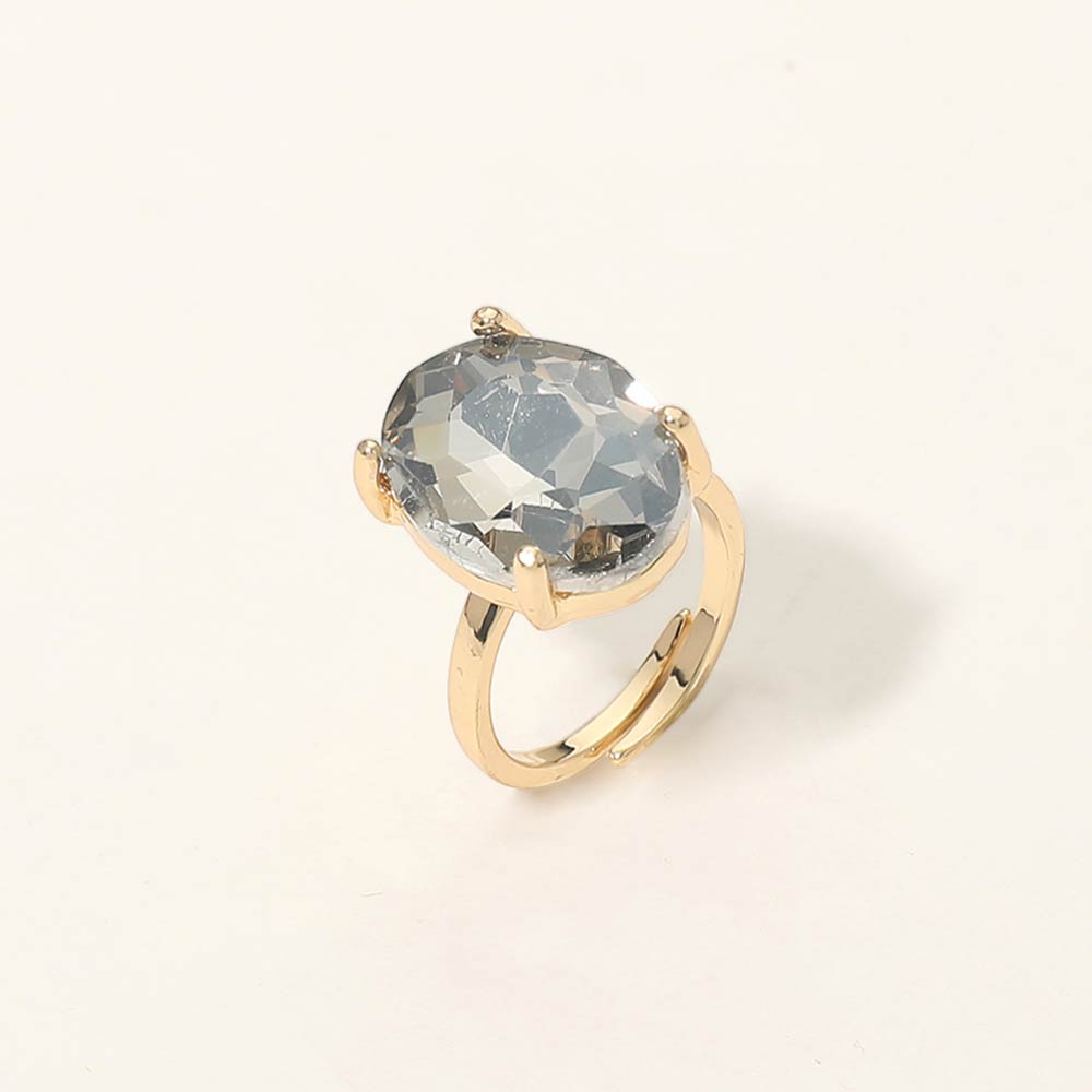 Bold Oval Stone Cluster Accent Adjustable Ring