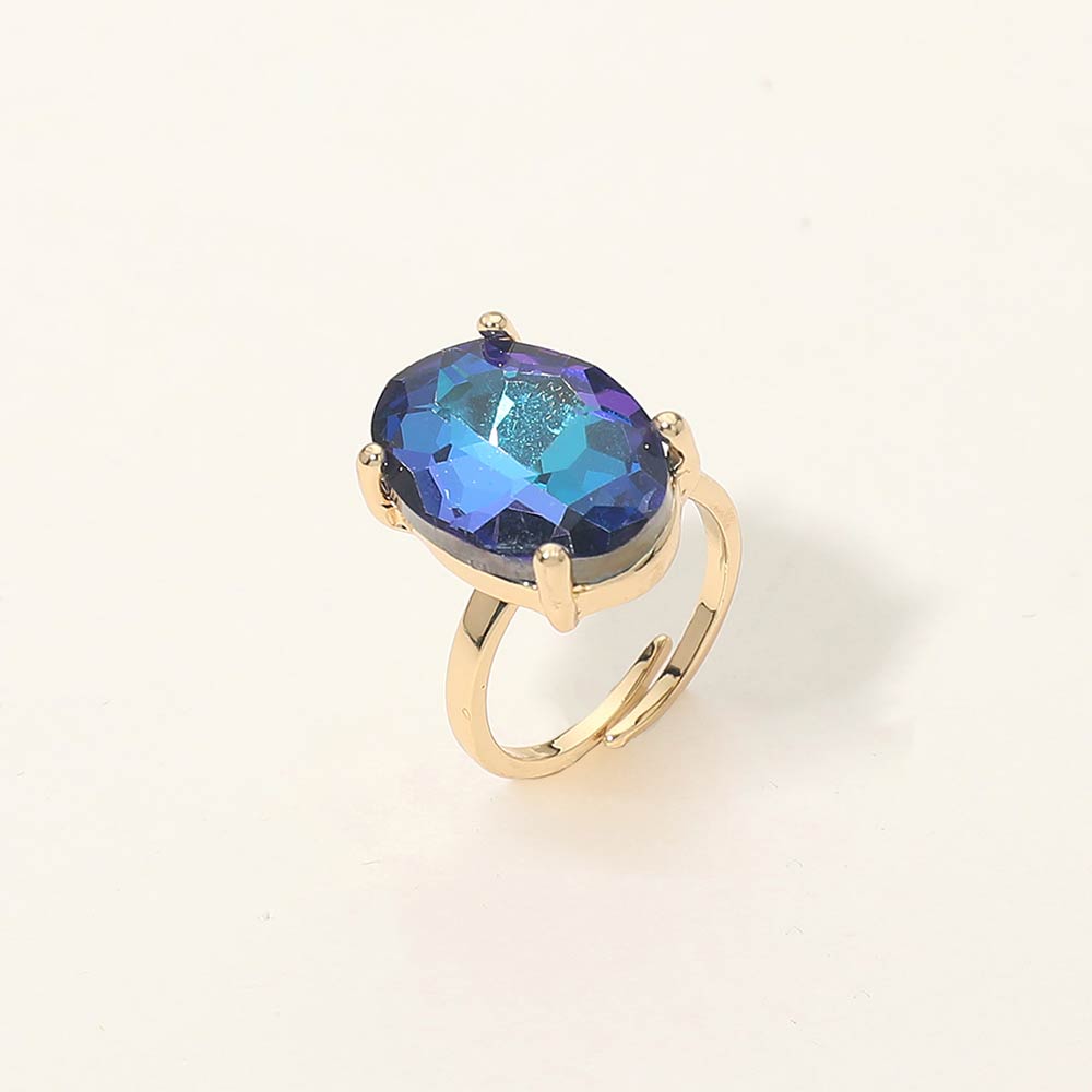 Bold Oval Stone Cluster Accent Adjustable Ring
