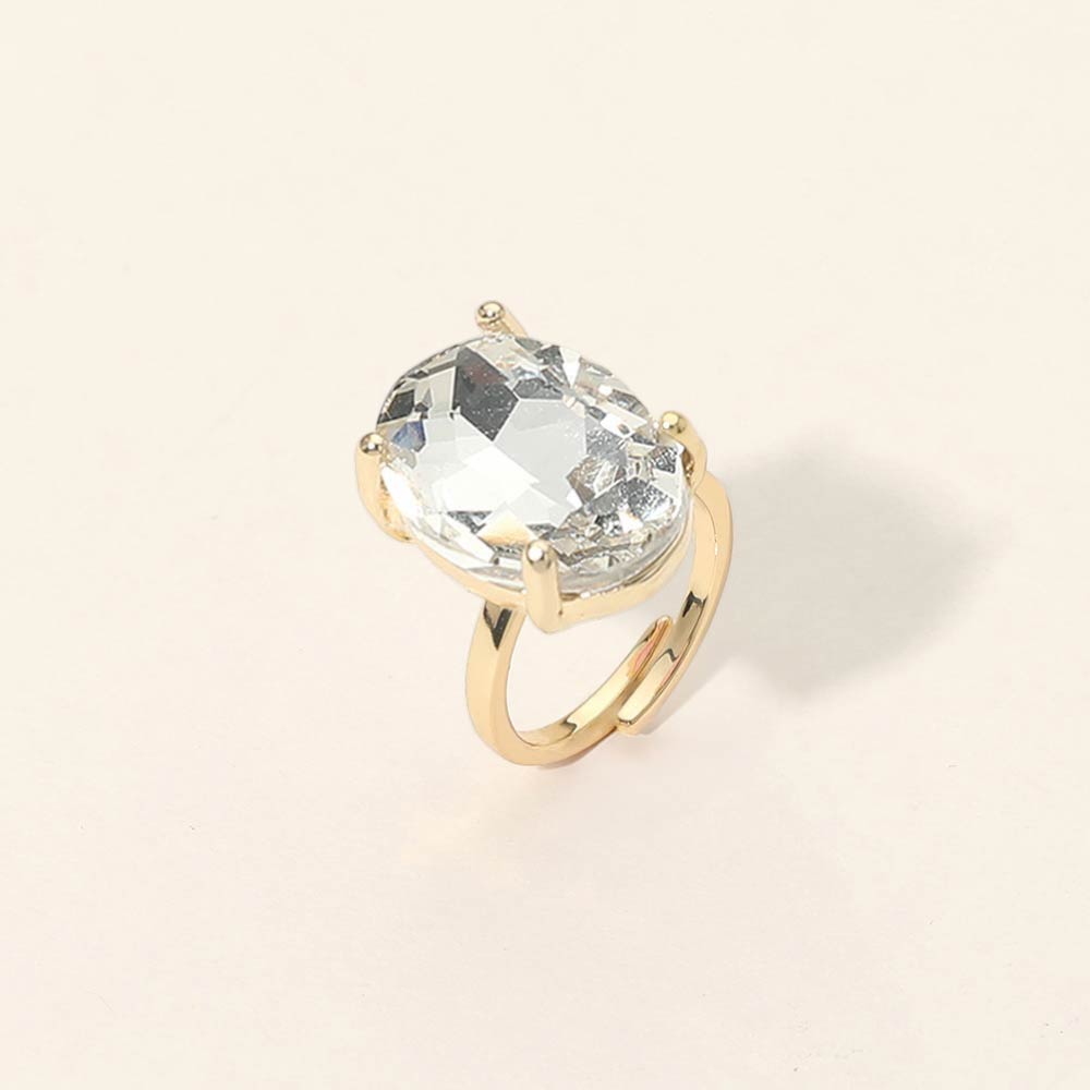 Bold Oval Stone Cluster Accent Adjustable Ring