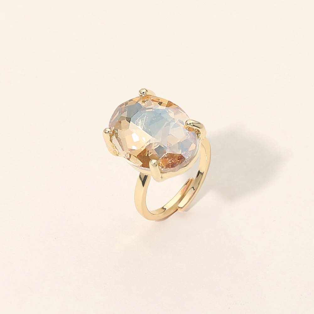 Bold Oval Stone Cluster Accent Adjustable Ring