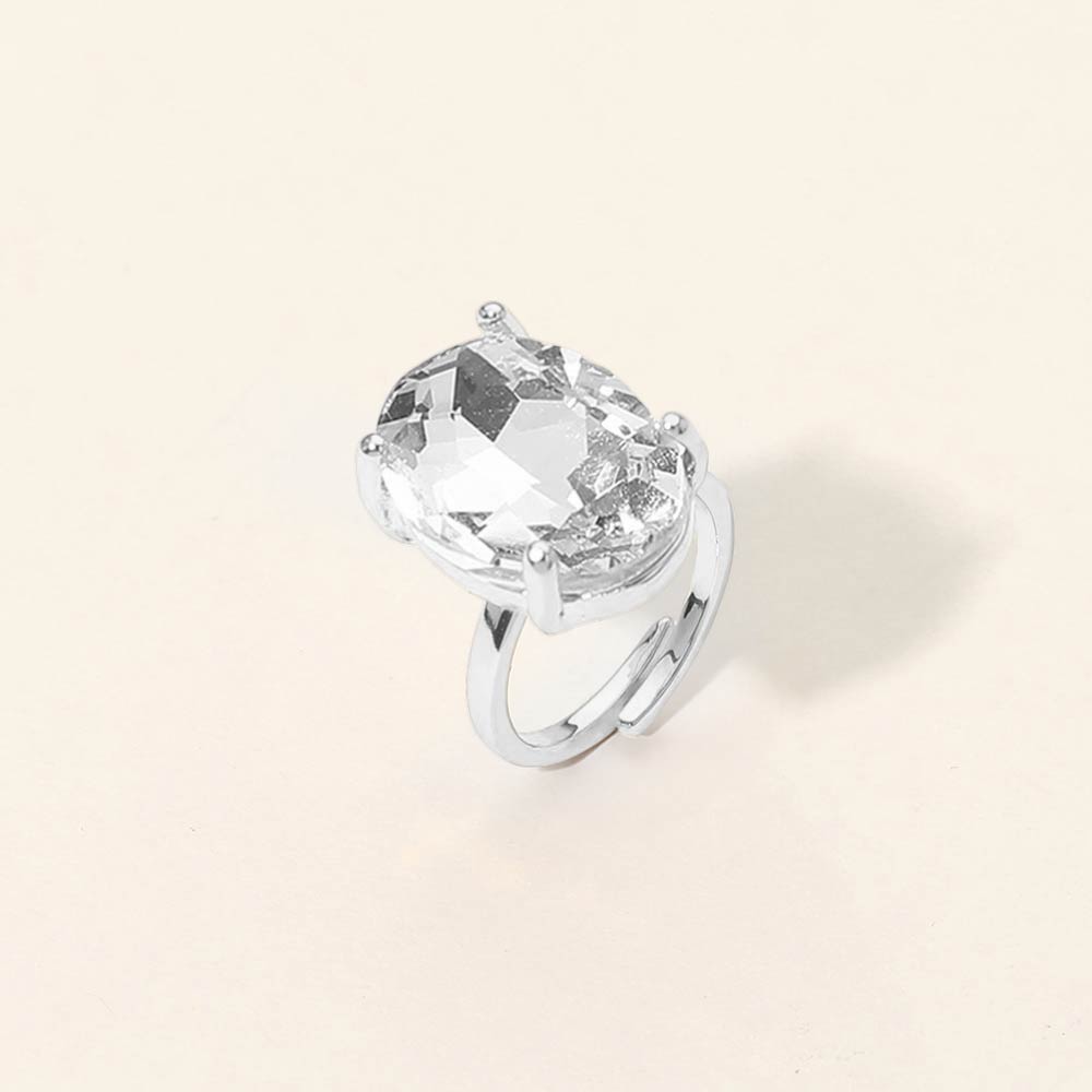 Bold Oval Stone Cluster Accent Adjustable Ring