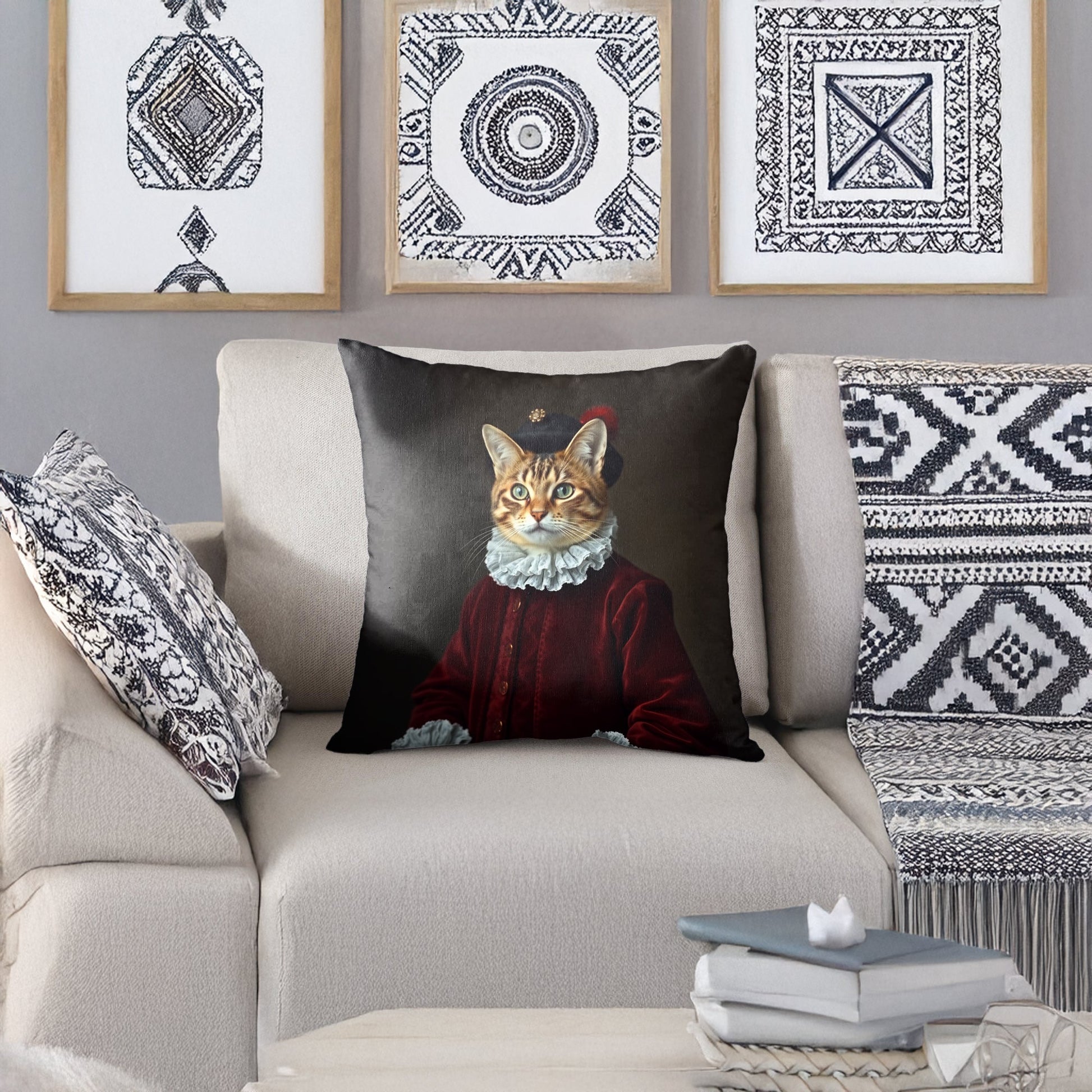 Vintage Cat Throw Pillow Cover-3