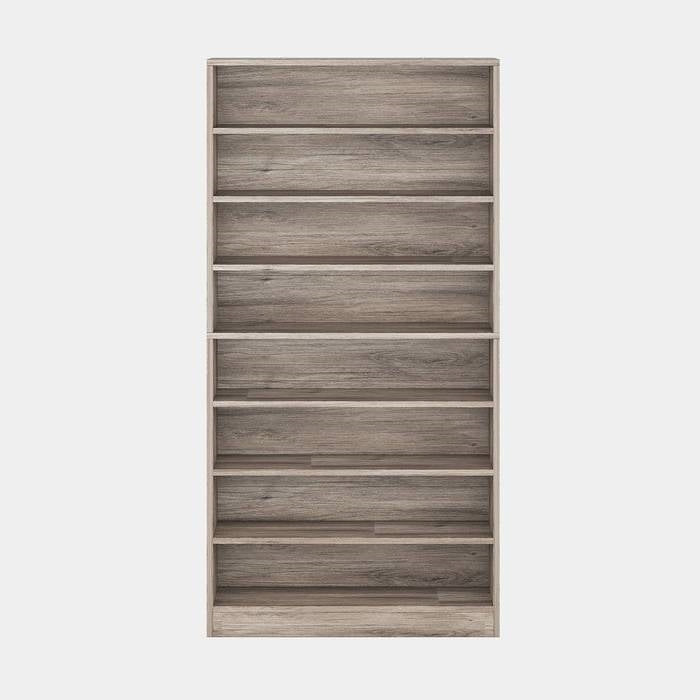 8-Shelf Shoe Rack Storage Cabinet in Grey Wood Finish - Holds Up To 45 Pairs-1