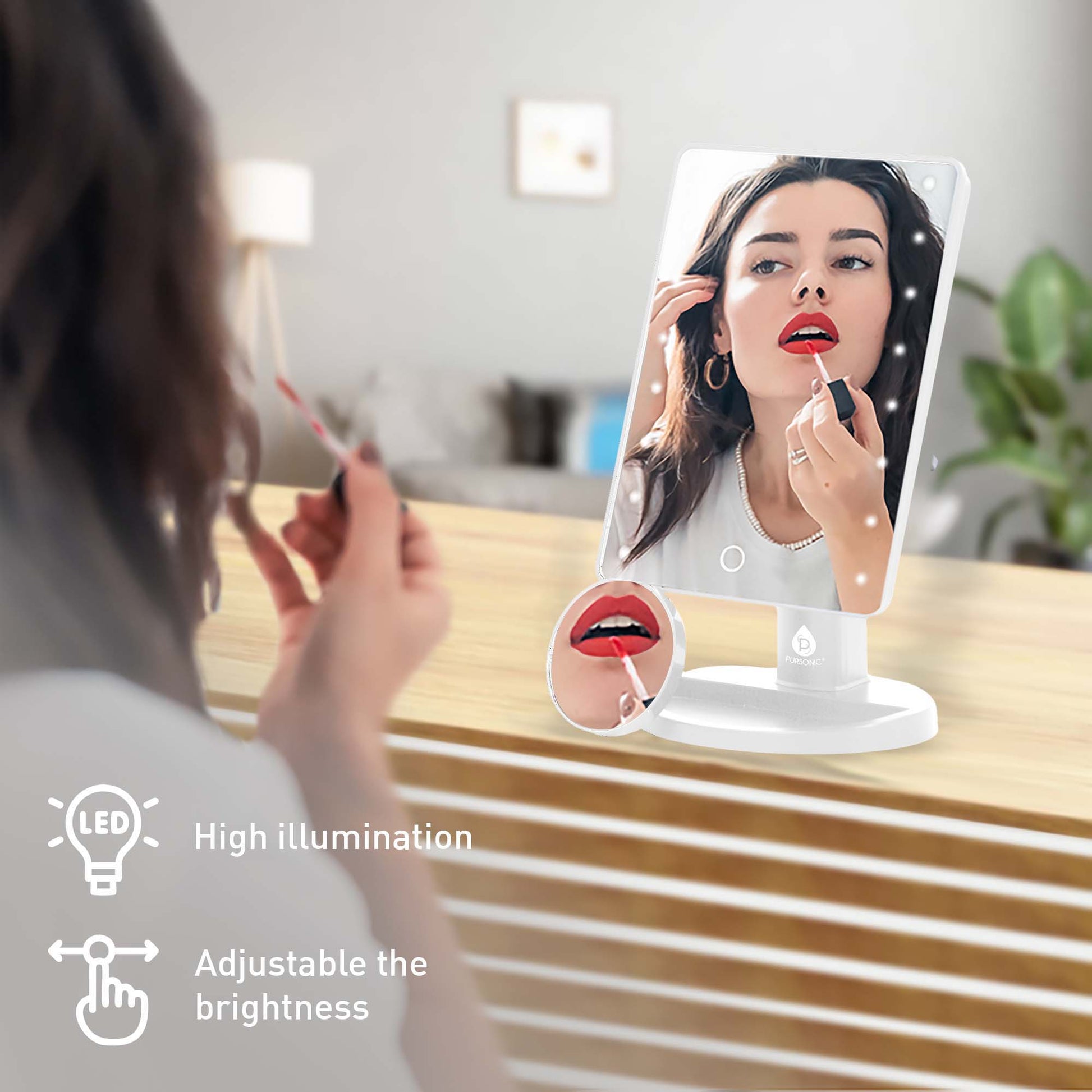 Pursonic Complete Beauty Set: Makeup Brushes, Facial Towels, LED Mirror & Blender Sponges-2