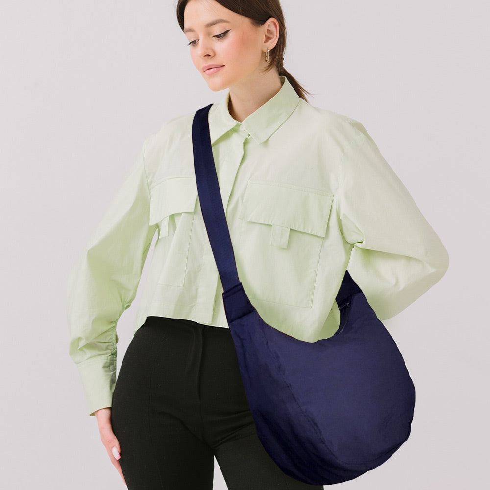 Solid Nylon Sling Bag Crossbody Bag