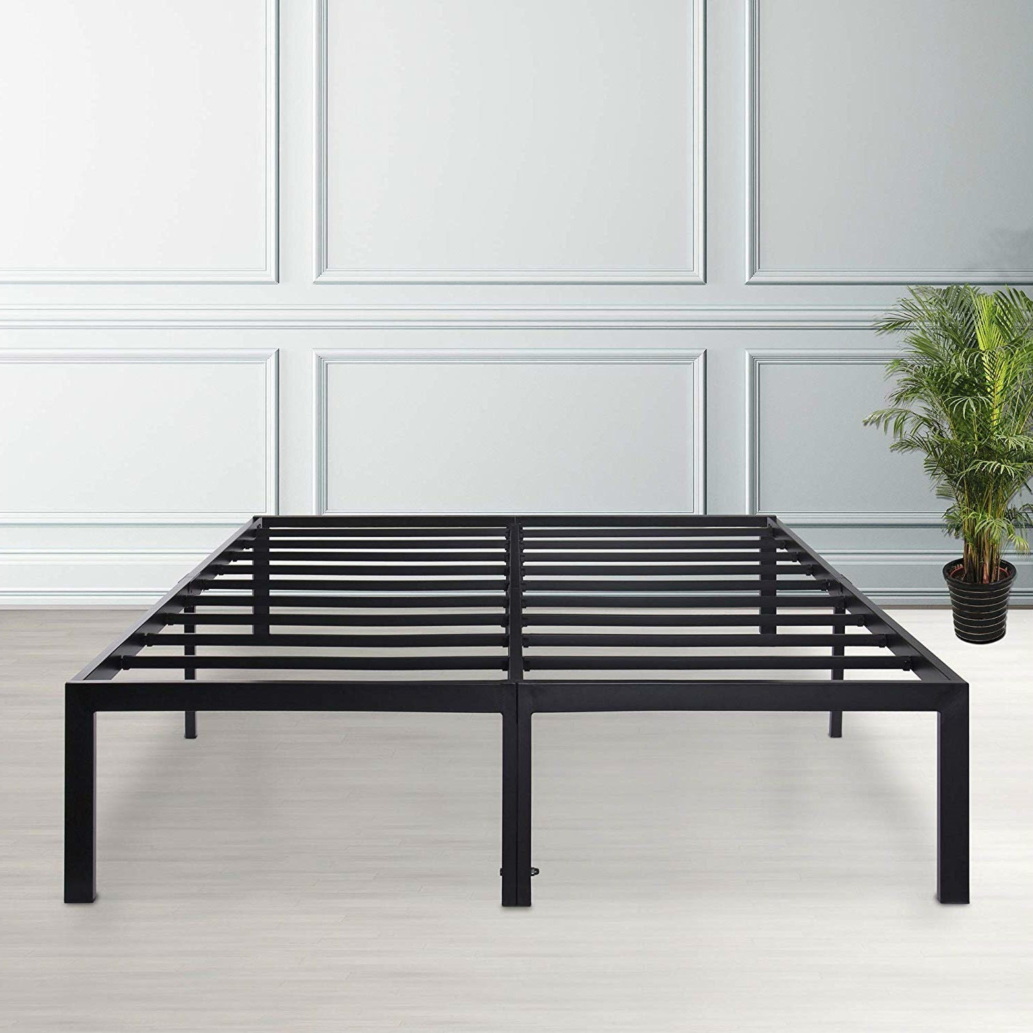 Full size Heavy Duty Black Metal Platform Bed Frame-4