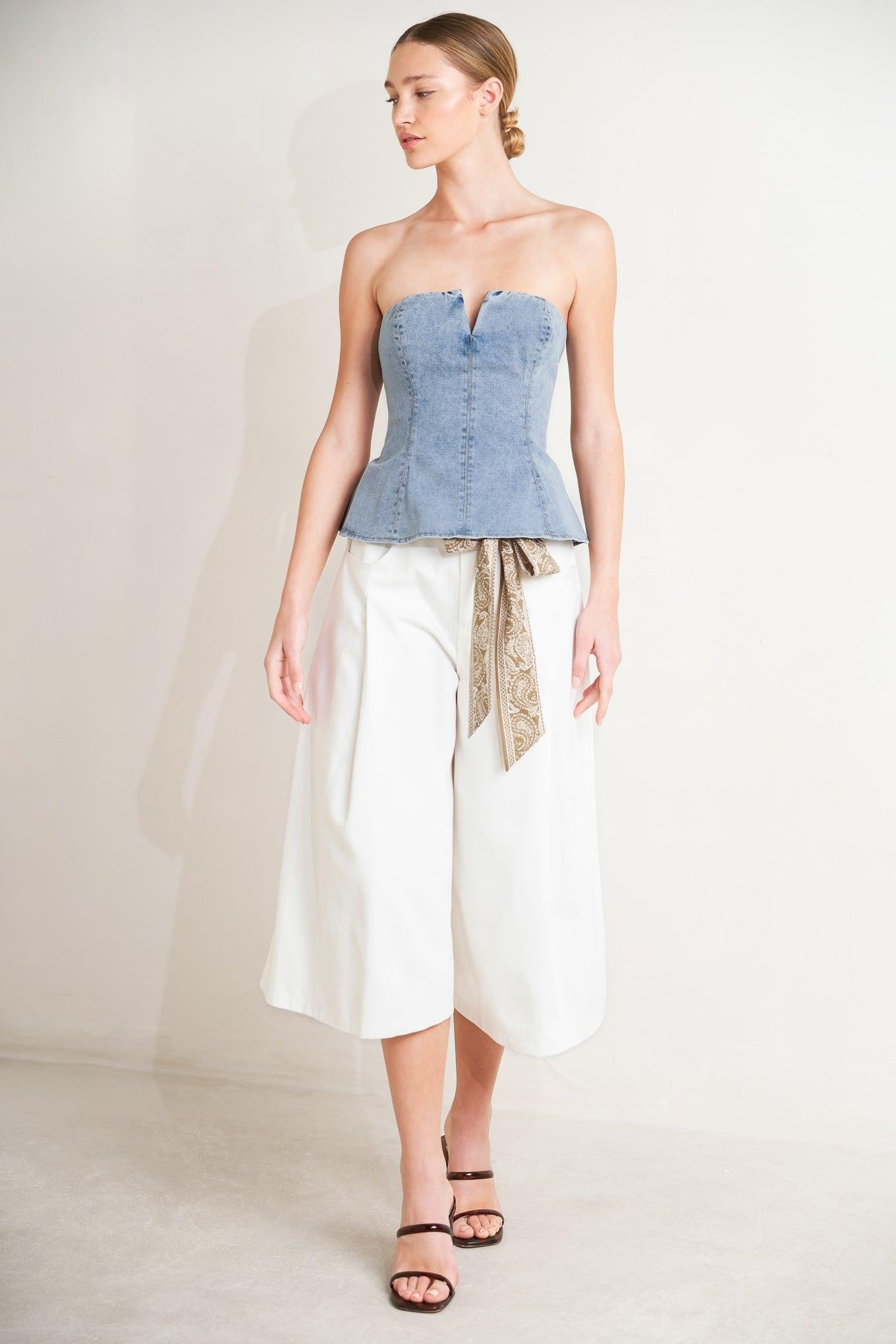 MODERN MERMAID CORSET DENIM TOP