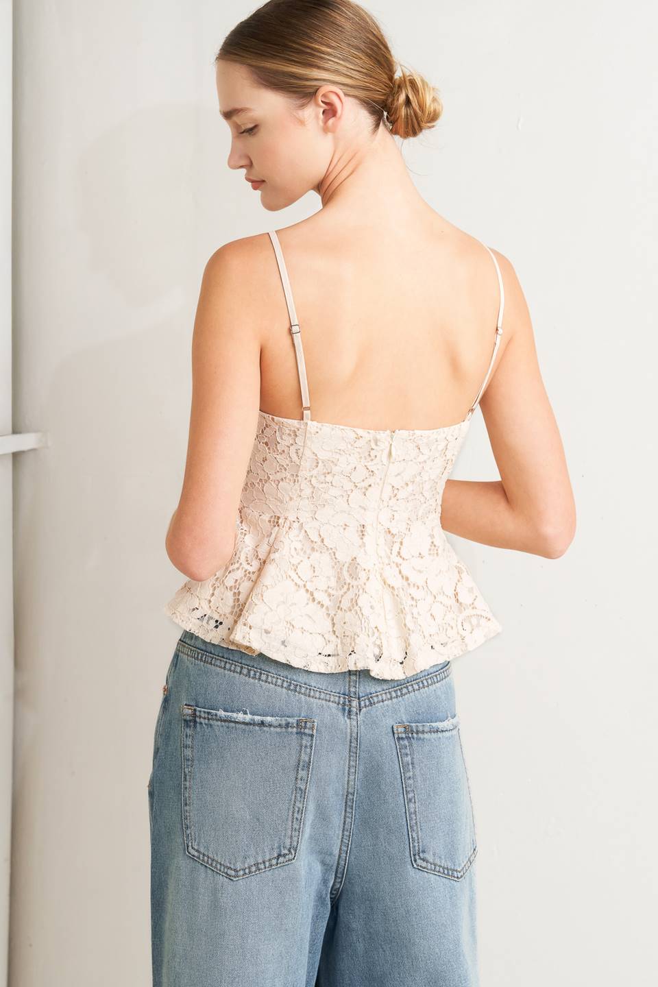 PURELY ROMANTIC WOVEN LACE CAMI TOP